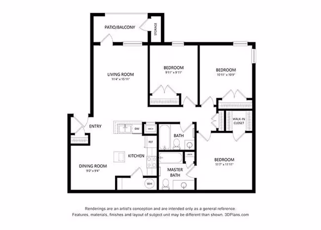 Three Bedroom 06108 floor plan
